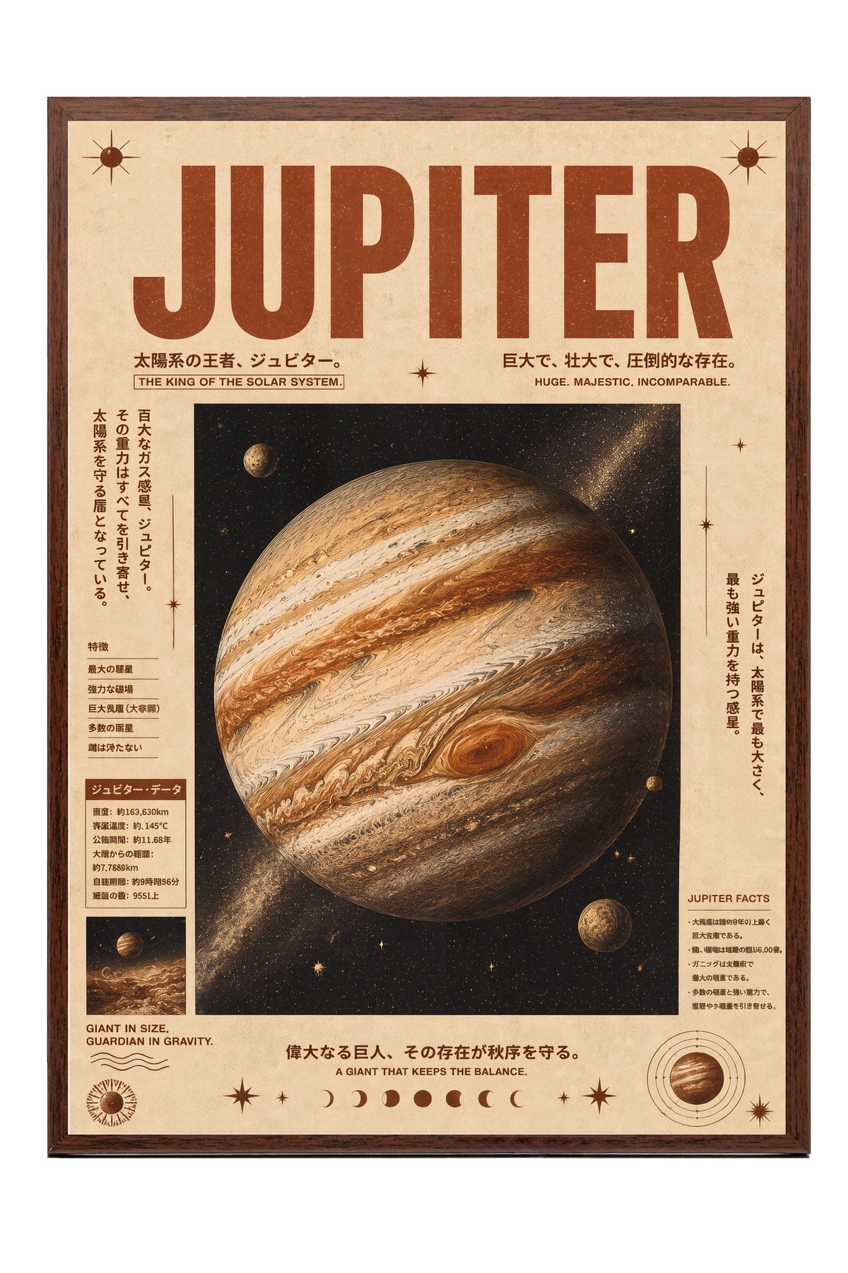 JUPITER Poster – Kahverengi Çerçeveli Tablo