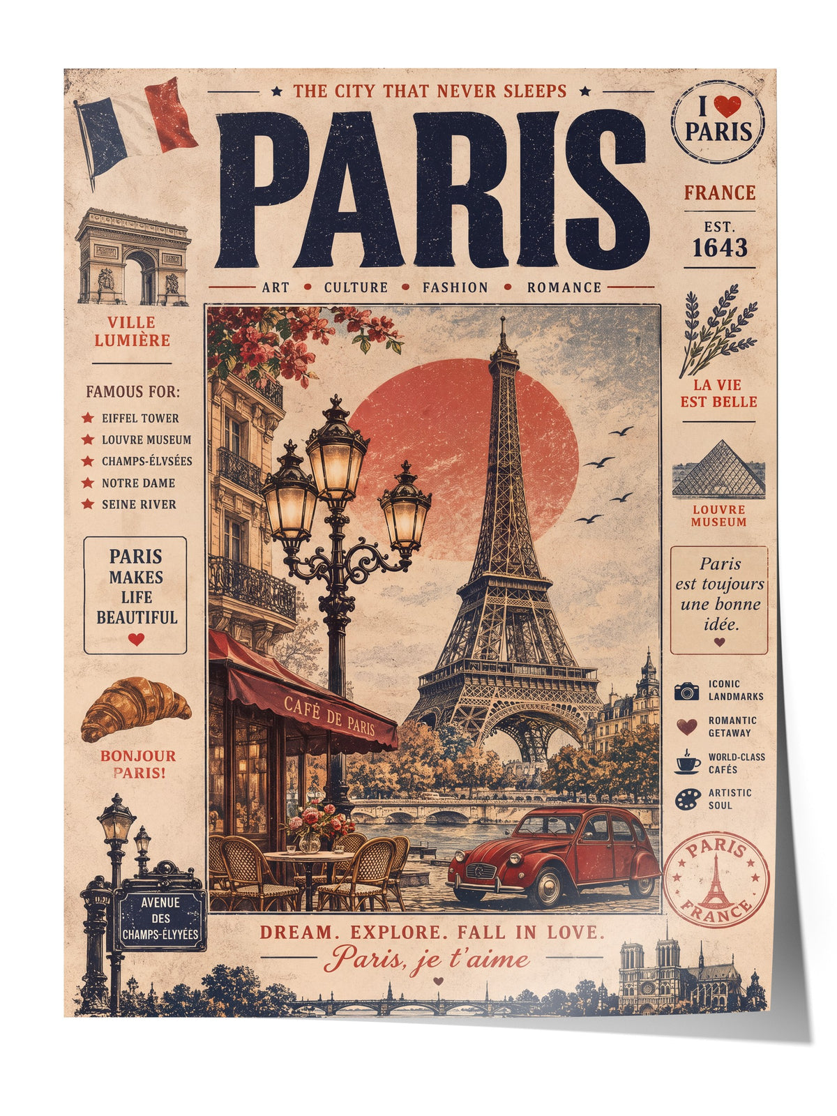 Paris, je t'aime Çerçevesiz Poster