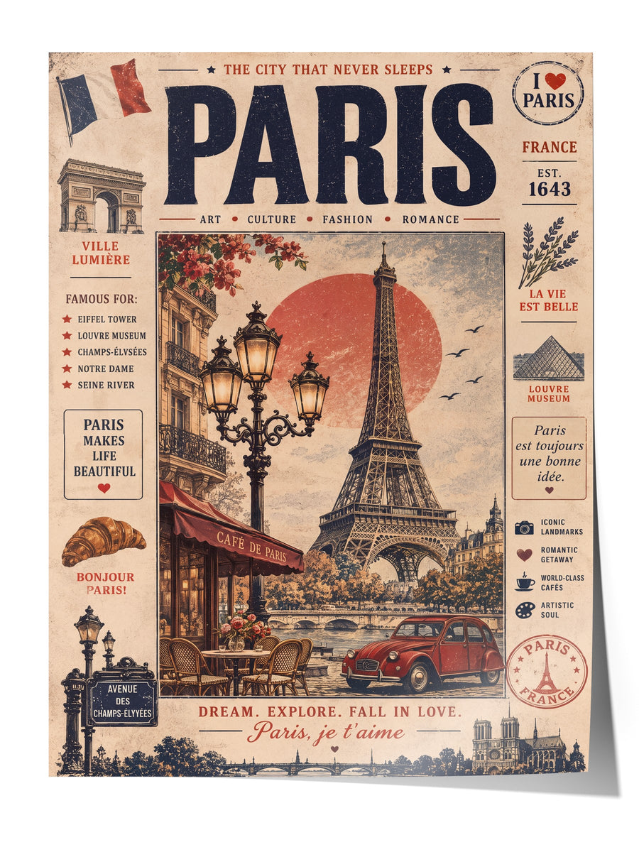 Paris, je t'aime Çerçevesiz Poster