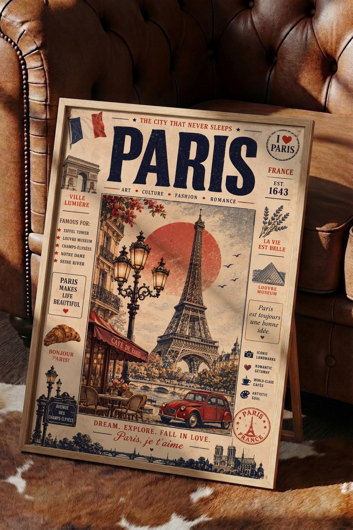 Paris, je t'aime Poster – Ahşap Çerçeveli Tablo