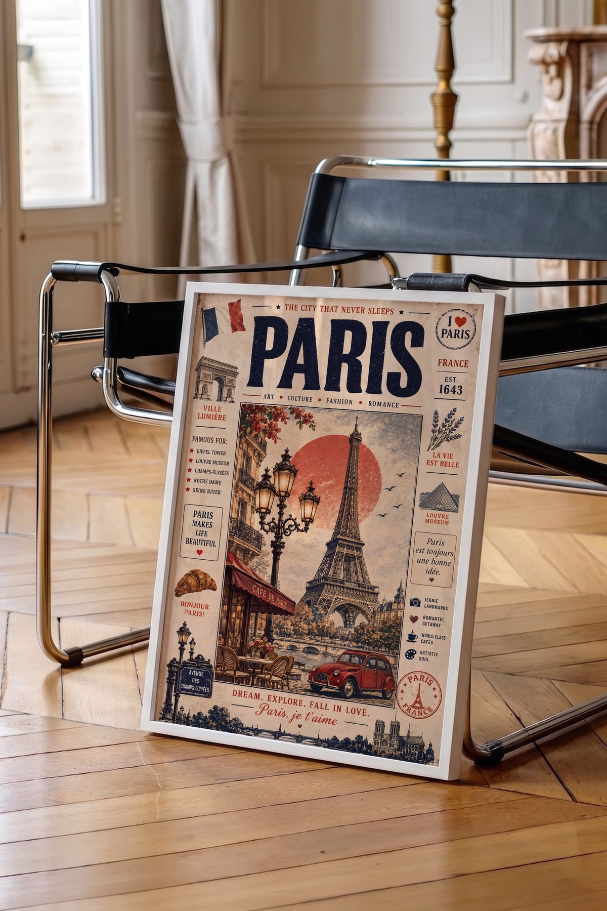 Paris, je t'aime Poster – Beyaz Çerçeveli Tablo