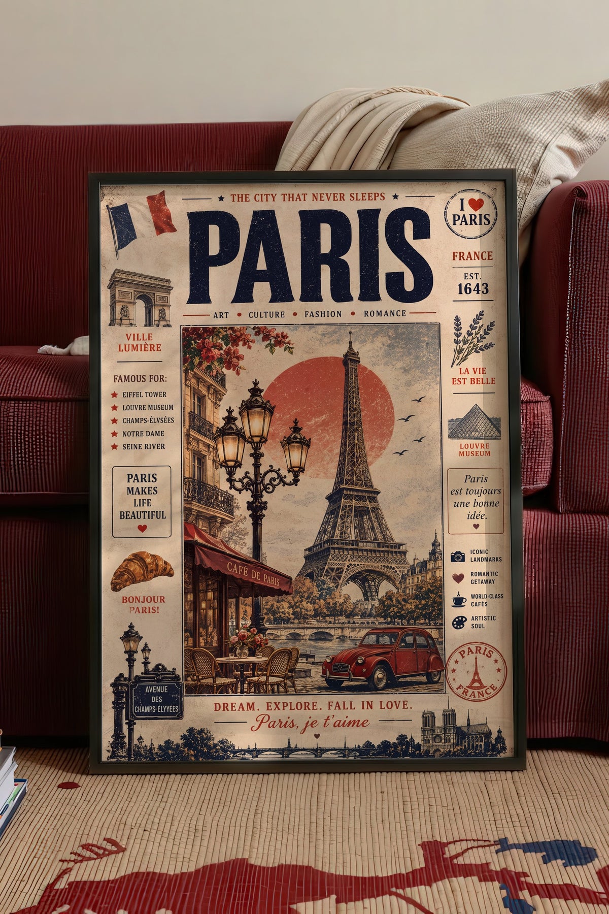 Paris, je t'aime Poster – Siyah Çerçeveli Tablo