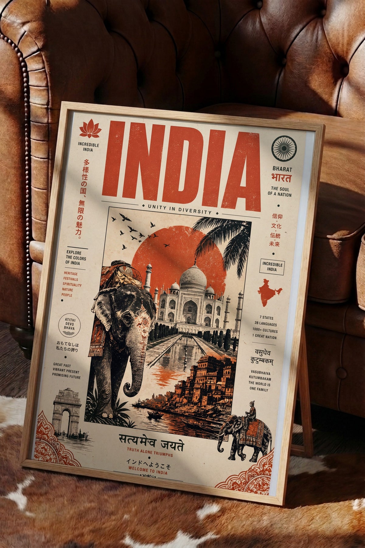 INCRIDIBLE INDIA Poster – Ahşap Çerçeveli Tablo