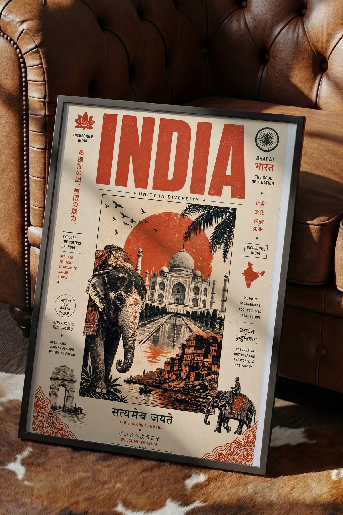 INCRIDIBLE INDIA Poster – Siyah Çerçeveli Tablo