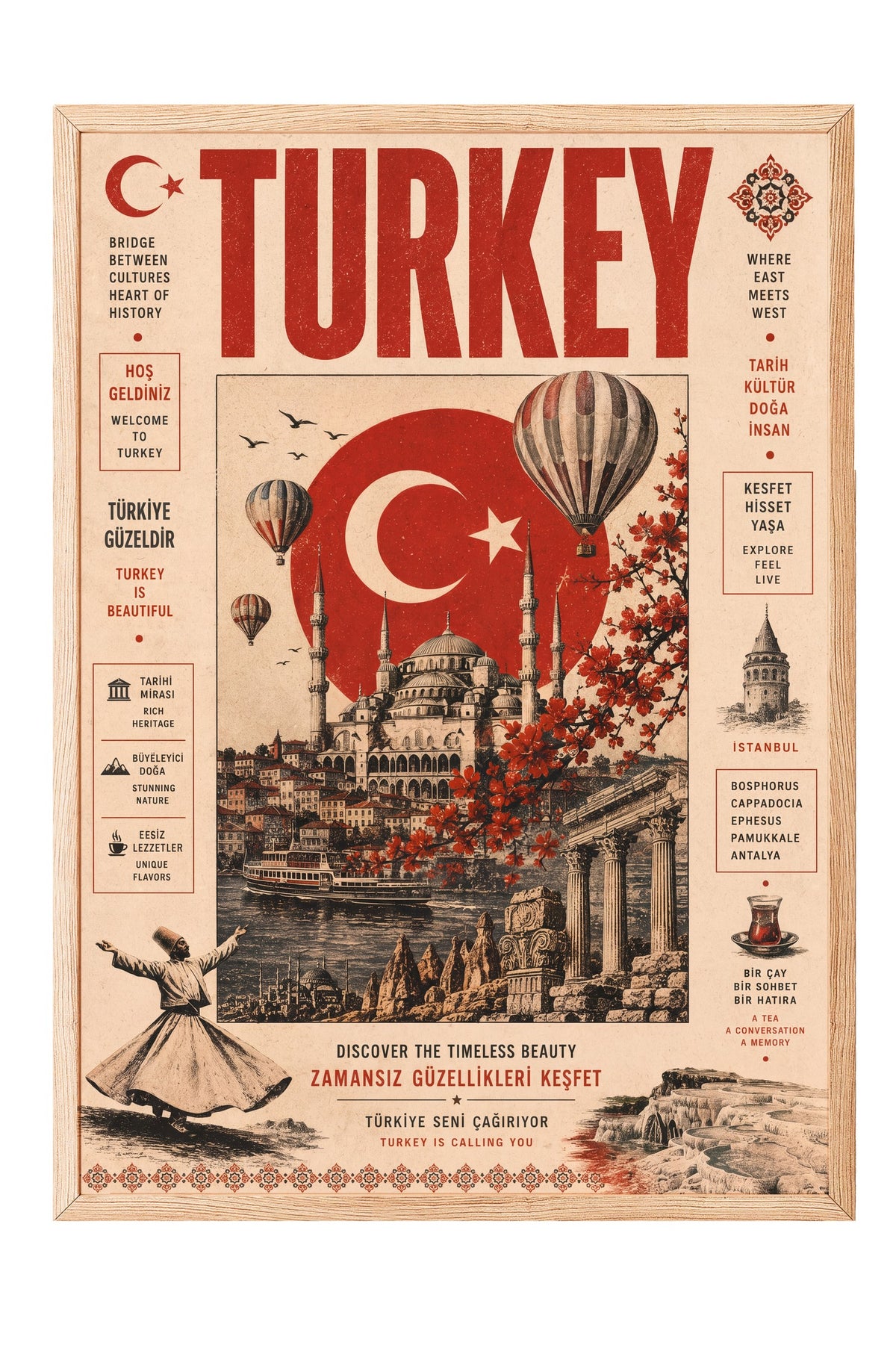 Zamansız Güzellikleri Keşfet Poster – Ahşap Çerçeveli Tablo