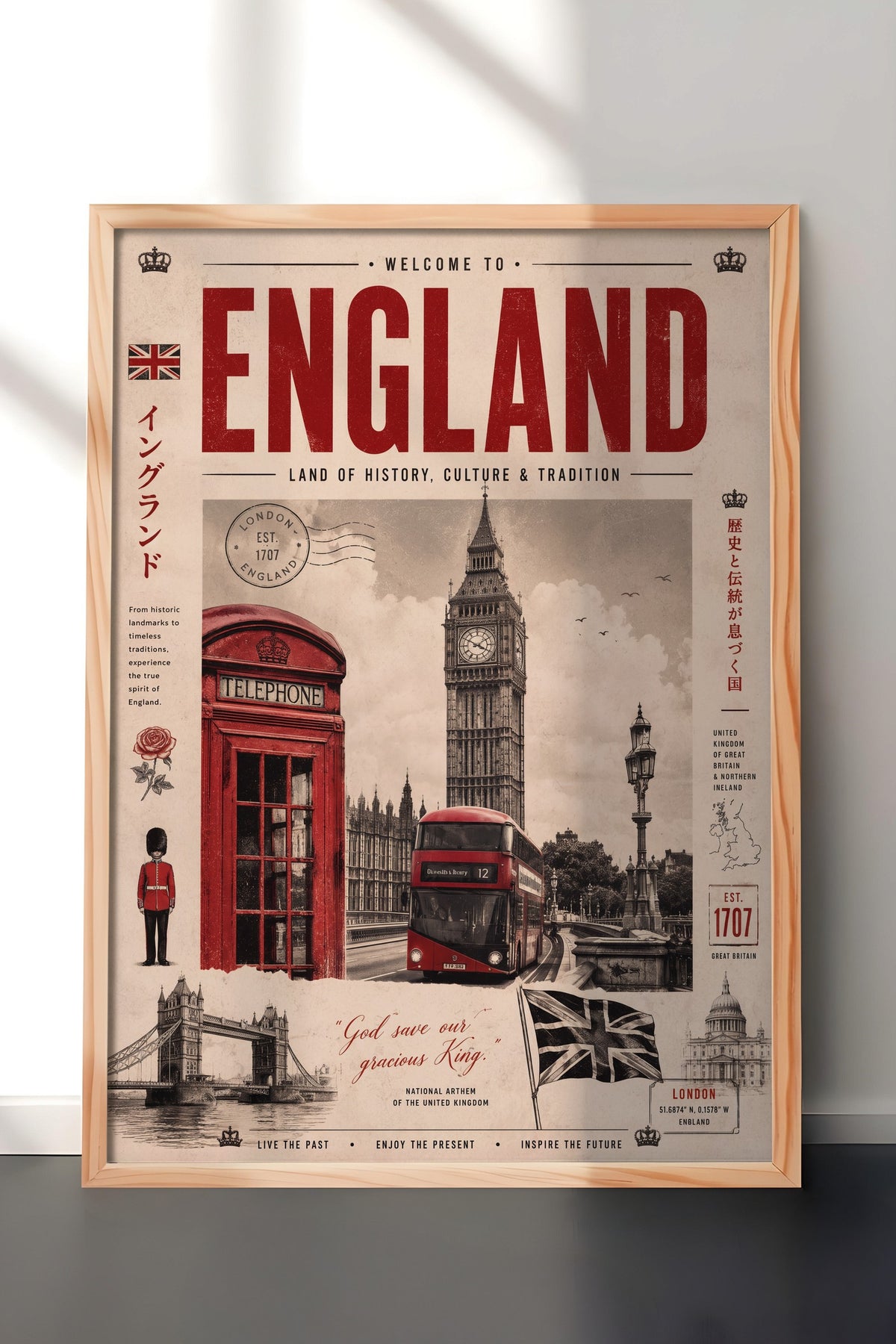 Welcome to England Poster – Ahşap Çerçeveli Tablo