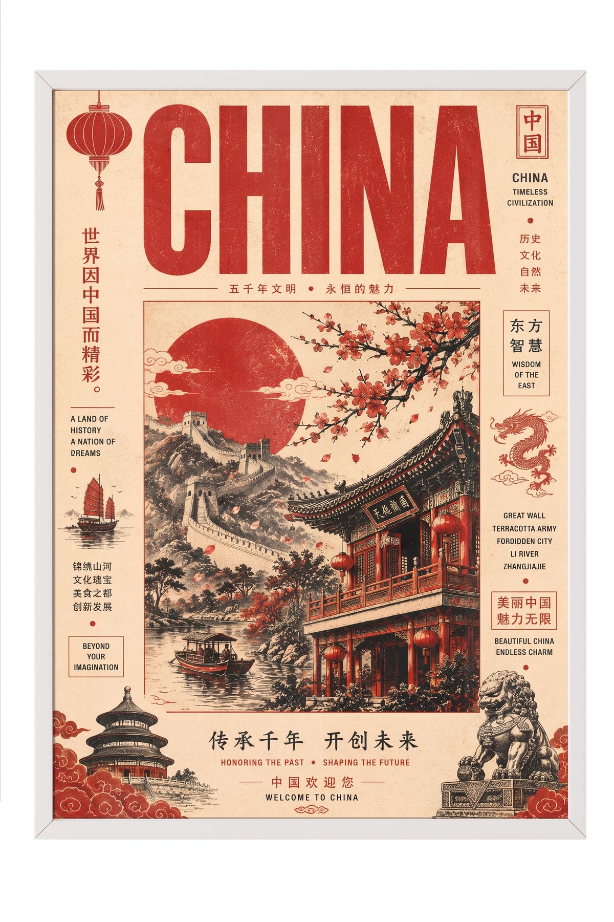 China Poster – Beyaz Çerçeveli Tablo