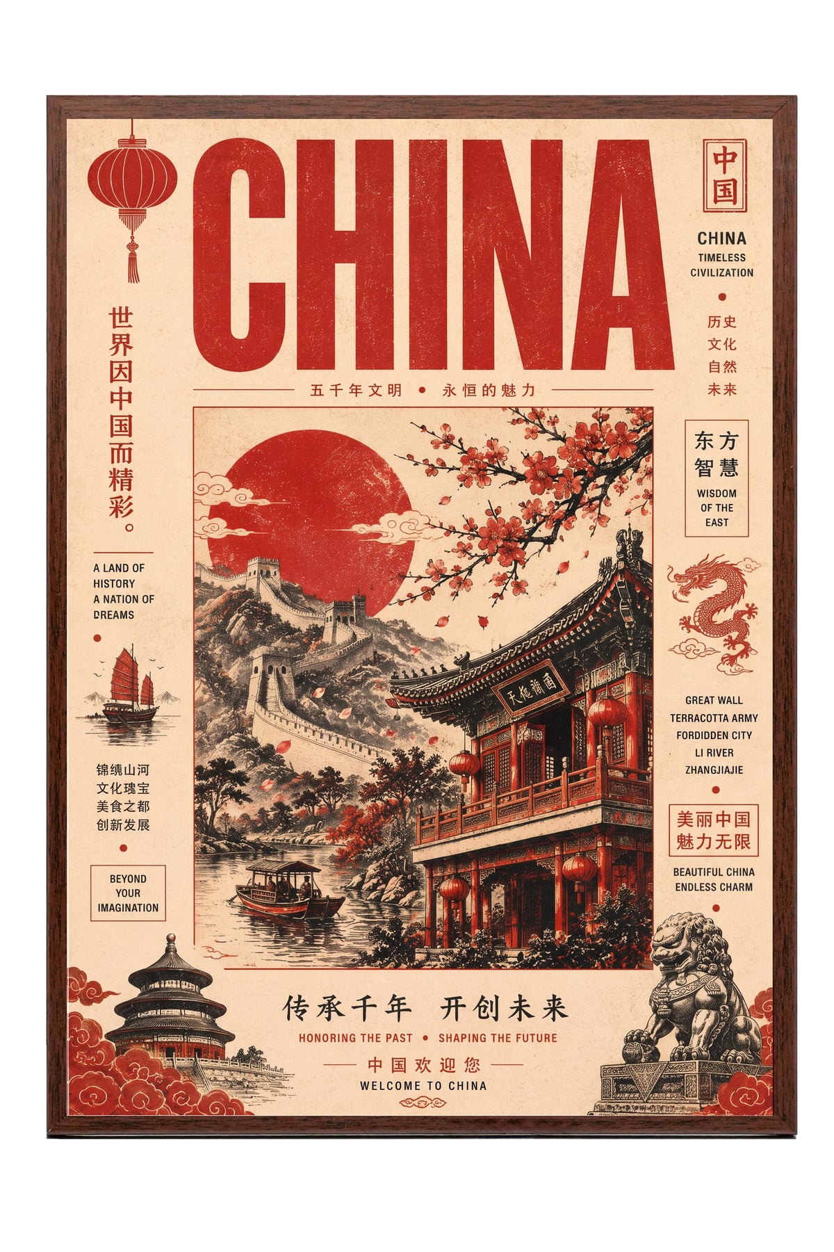 China Poster – Kahverengi Çerçeveli Tablo