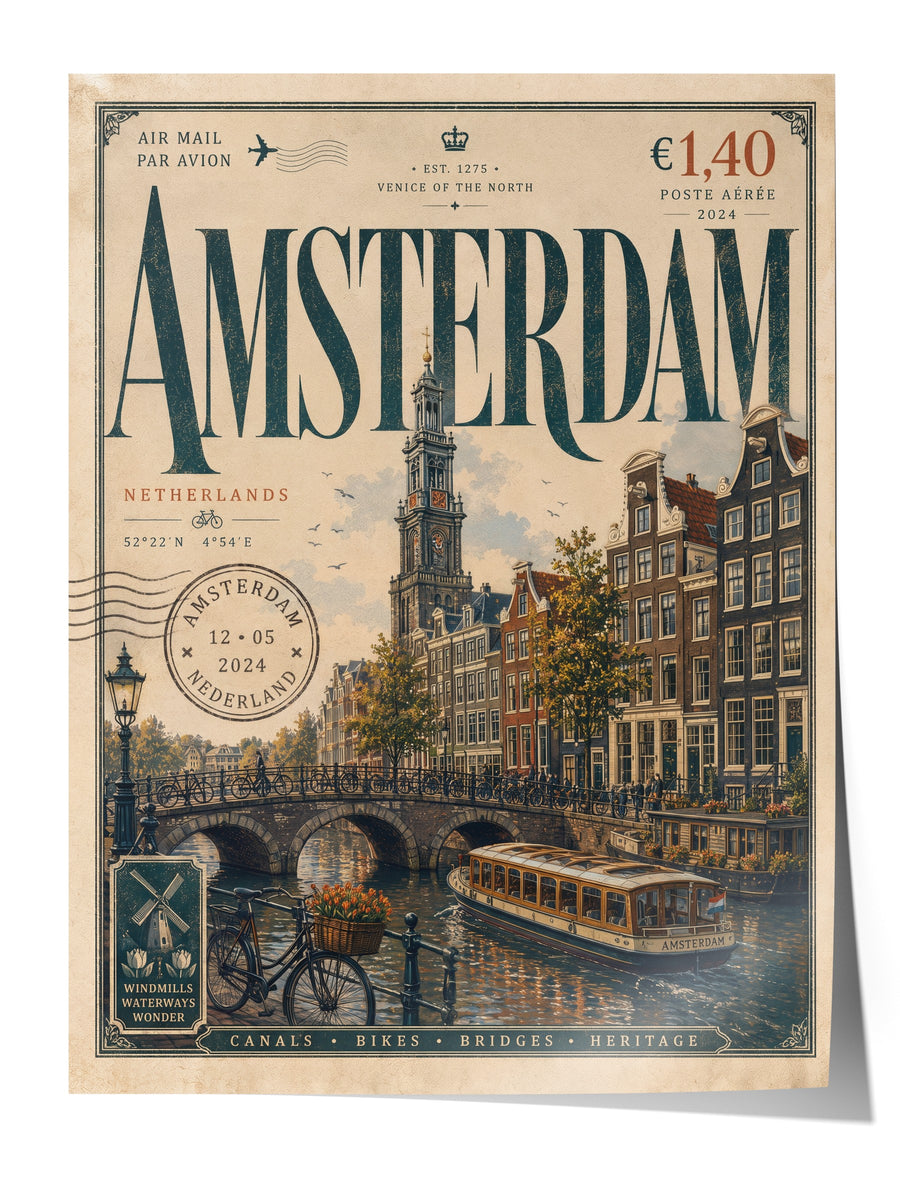 Amsterdam Çerçevesiz Poster