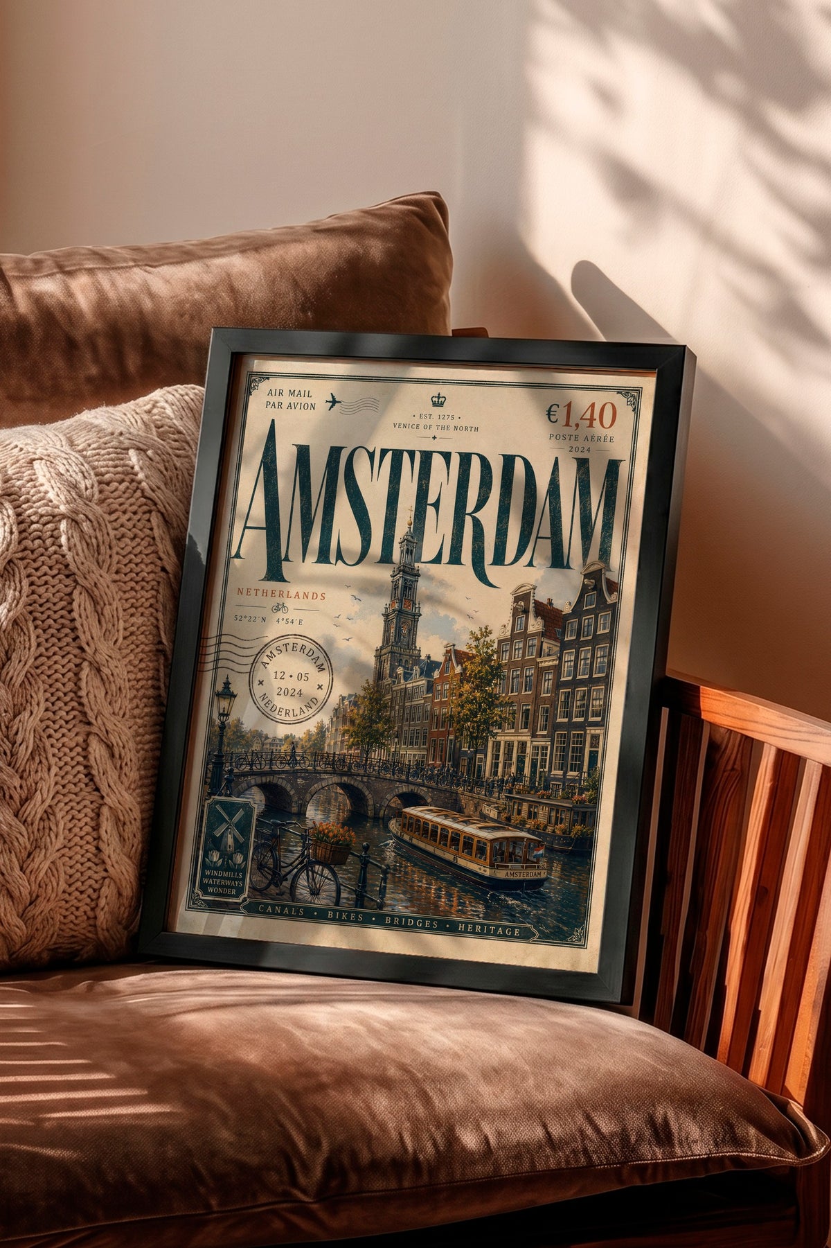 Amsterdam Poster – Siyah Çerçeveli Tablo