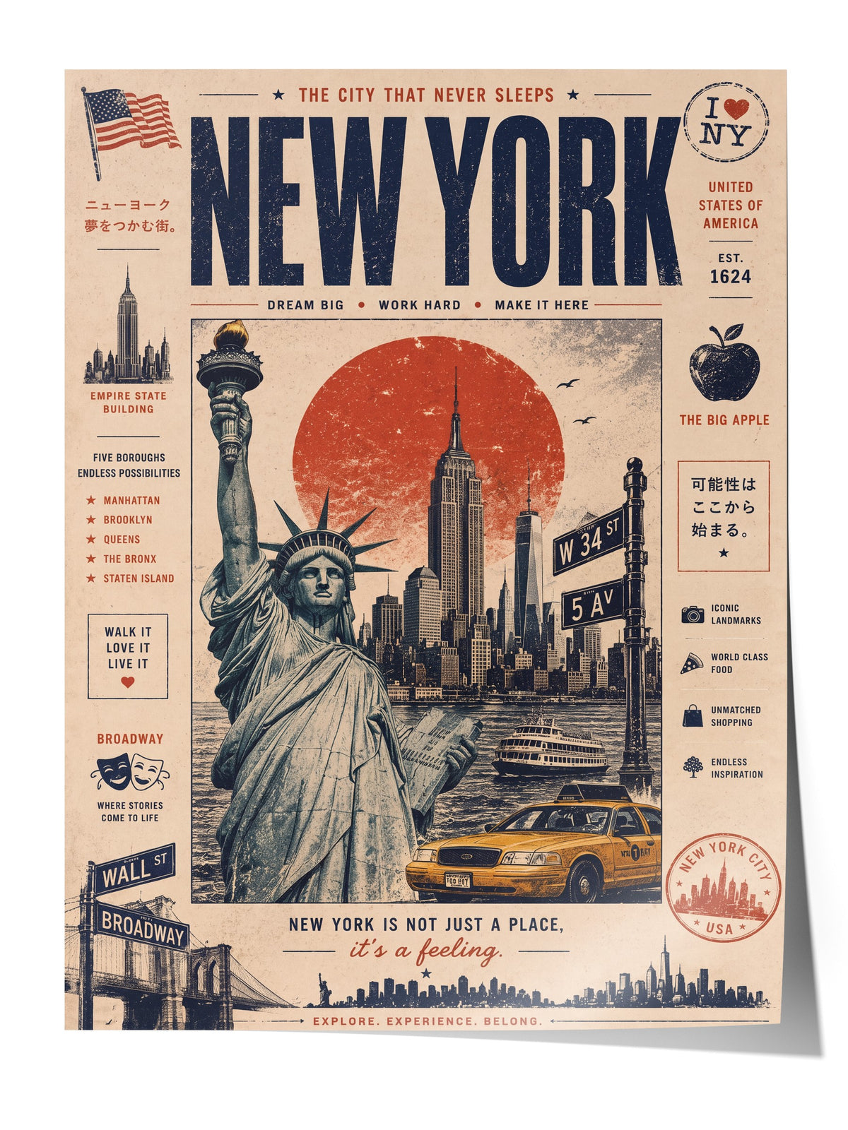NEW YORK Çerçevesiz Poster
