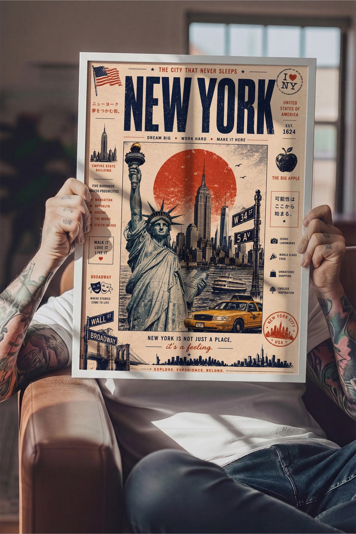 NEW YORK Poster – Beyaz Çerçeveli Tablo