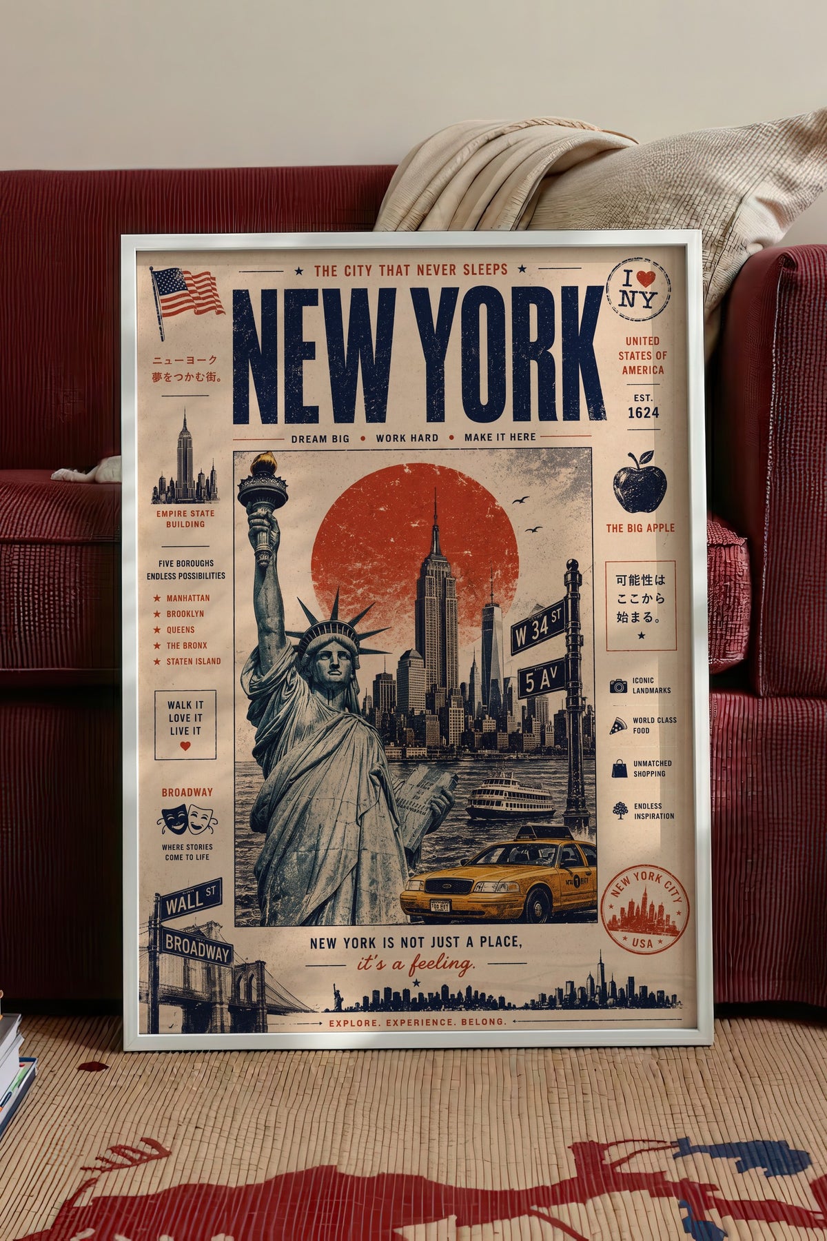 NEW YORK Poster – Beyaz Çerçeveli Tablo
