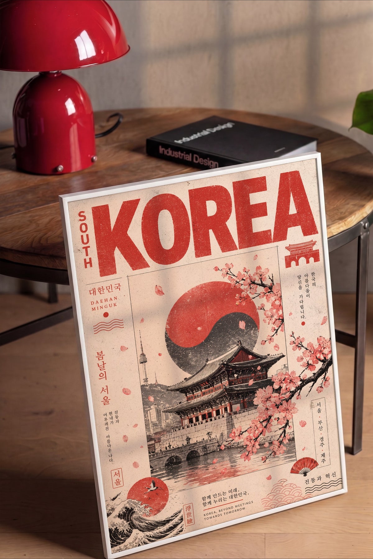 Geleneksel Kore Manzarası Poster – Beyaz Çerçeveli Tablo