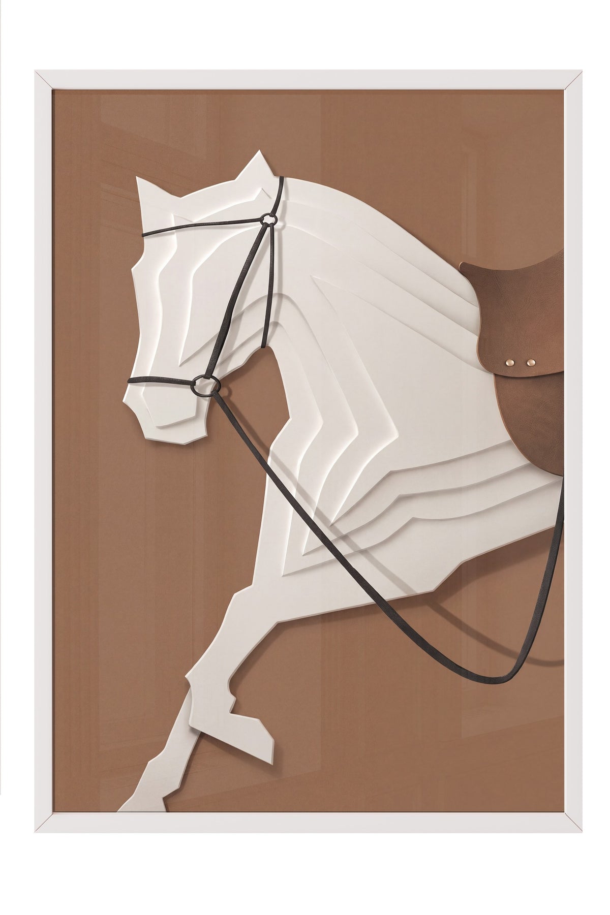 Soyut At İllüstrasyonu Poster – Beyaz Çerçeveli Tablo