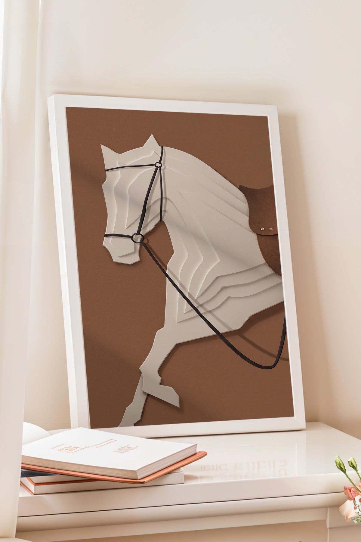 Soyut At İllüstrasyonu Poster – Beyaz Çerçeveli Tablo