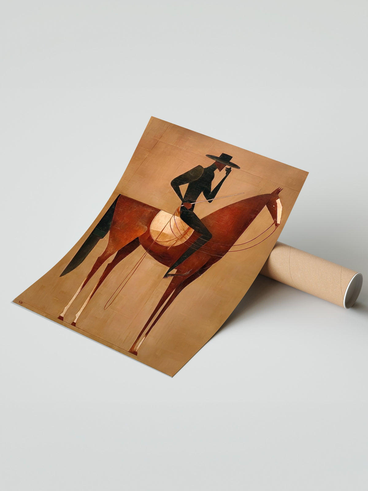 Soyut Silüetli Atlı Çerçevesiz Poster