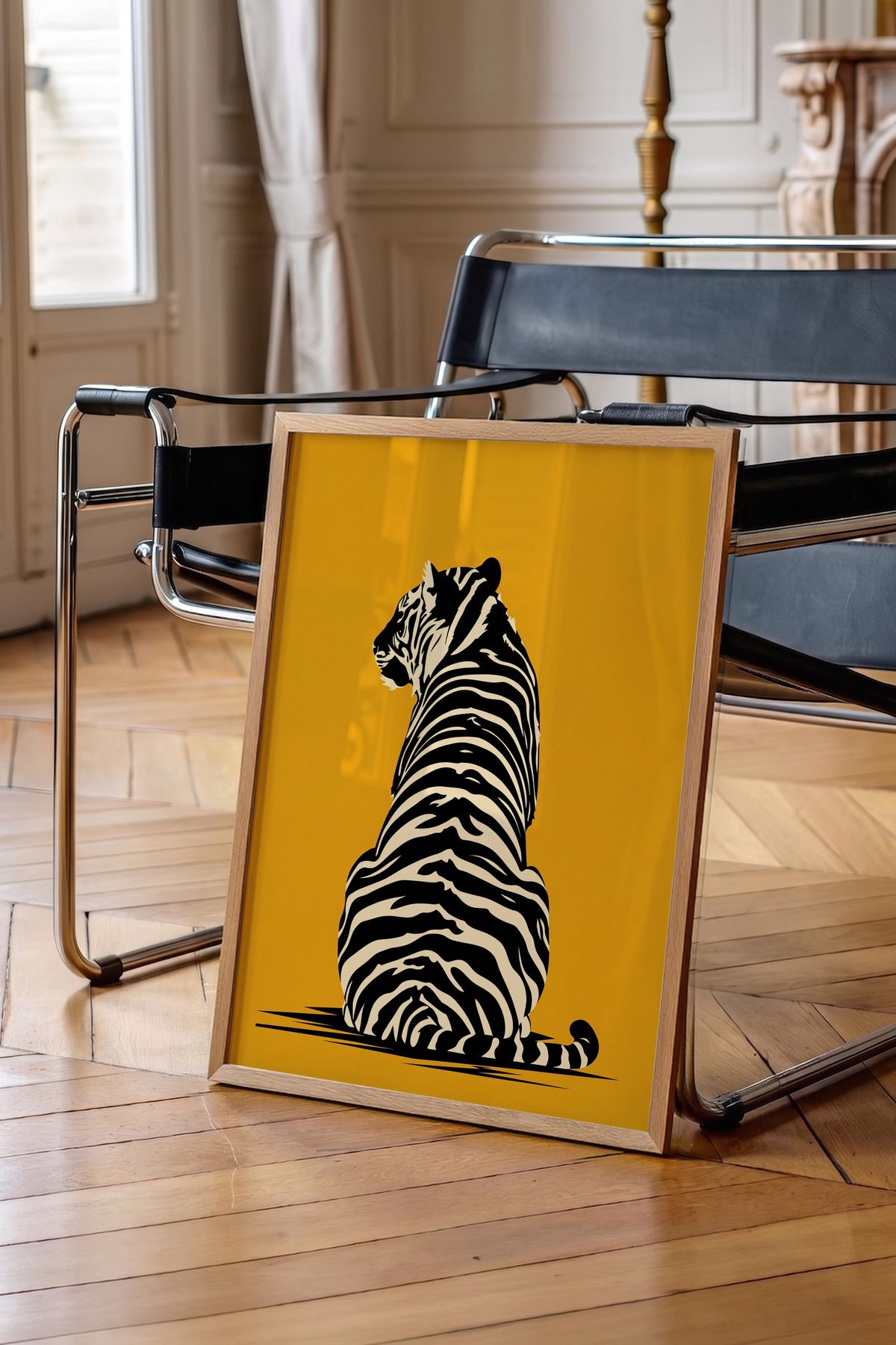 Sırtı Dönük Kaplan Poster – Ahşap Çerçeveli Tablo
