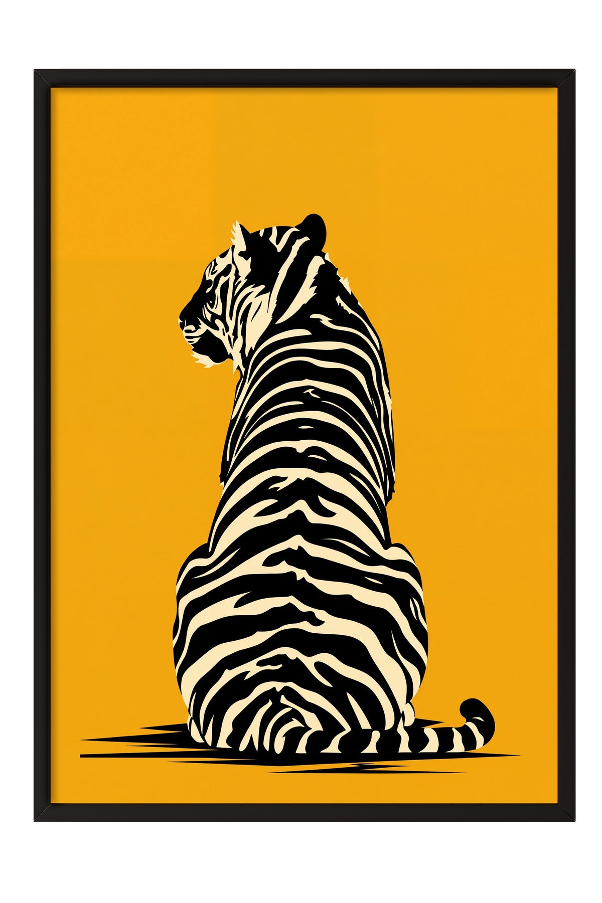 Sırtı Dönük Kaplan Poster – Siyah Çerçeveli Tablo