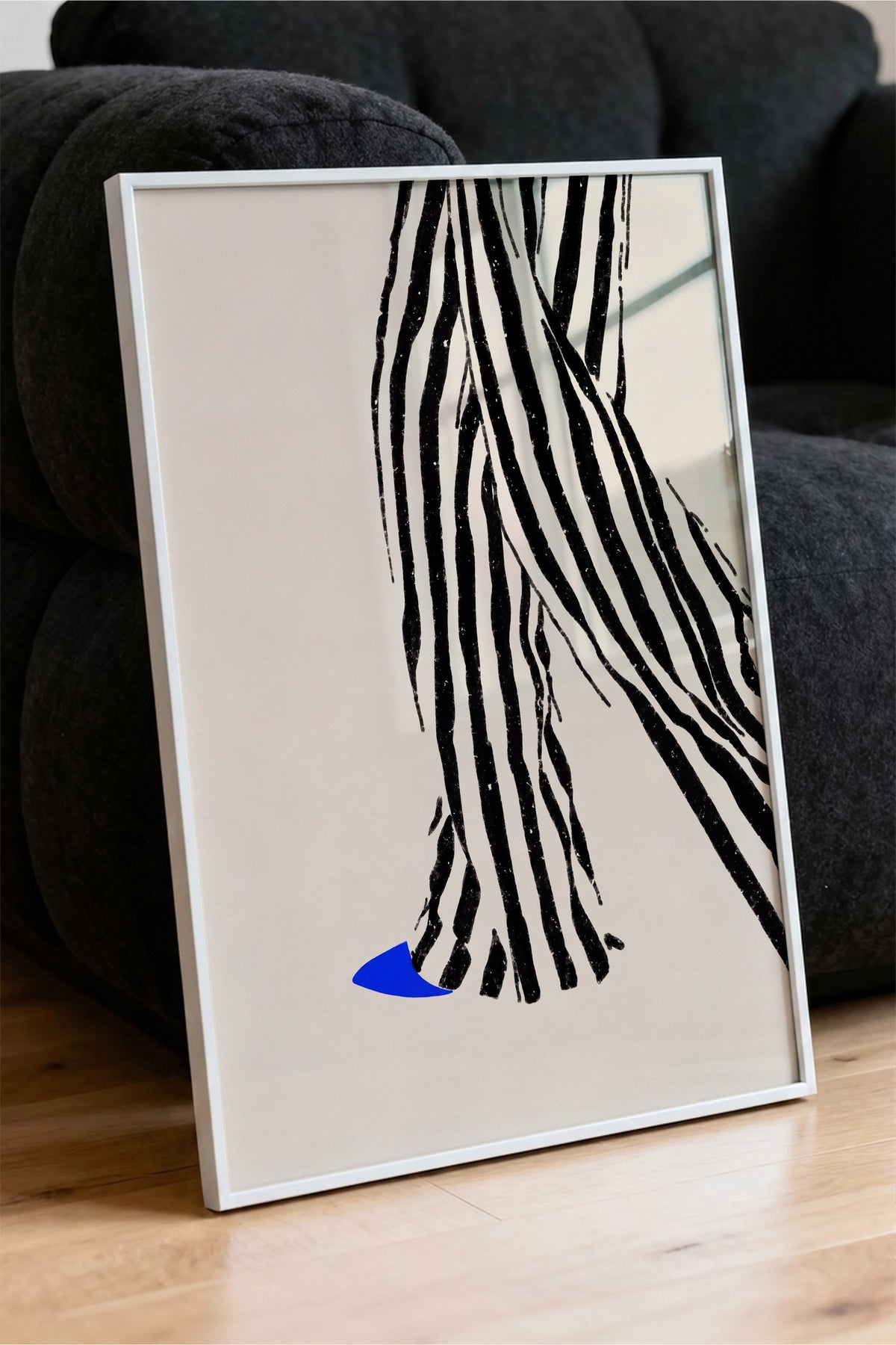 Zebra Desenli Soyut Çizim Poster – Beyaz Çerçeveli Tablo
