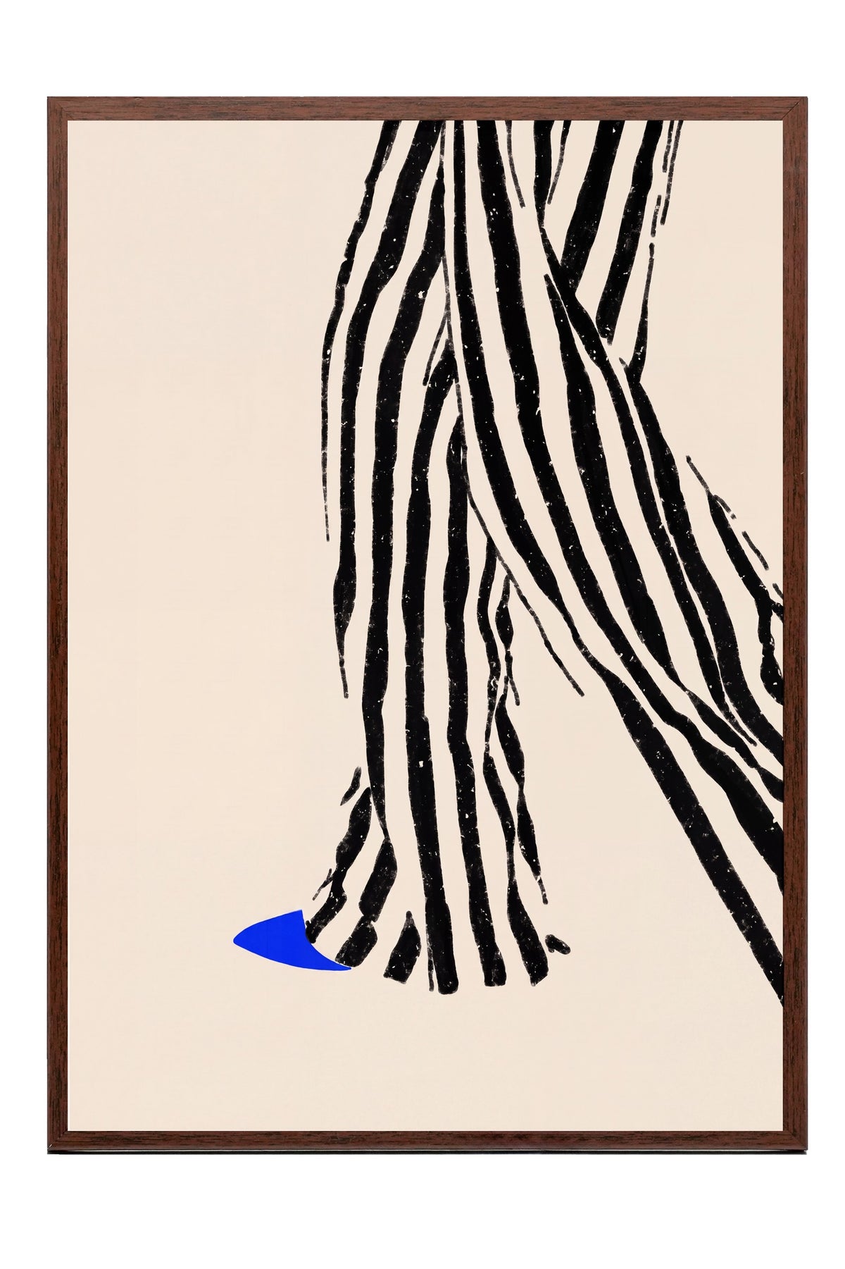 Zebra Desenli Soyut Çizim Poster – Kahverengi Çerçeveli Tablo