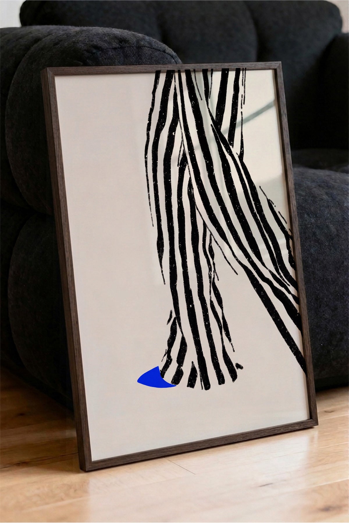 Zebra Desenli Soyut Çizim Poster – Kahverengi Çerçeveli Tablo