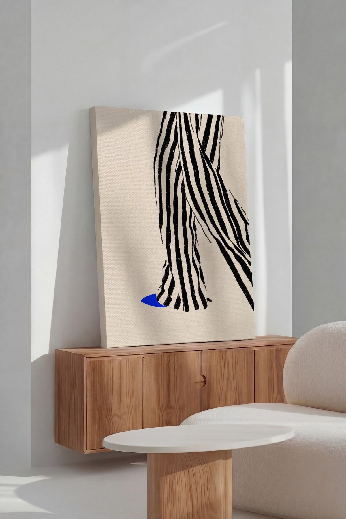 Zebra Desenli Soyut Çizim Kanvas Tablo