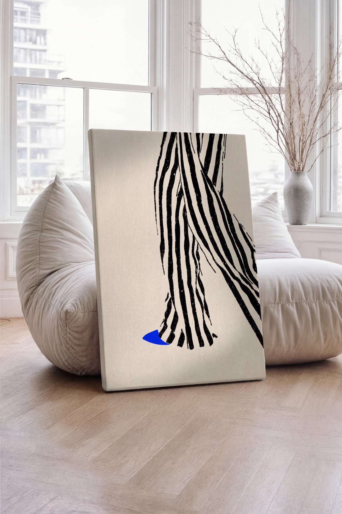 Zebra Desenli Soyut Çizim Kanvas Tablo