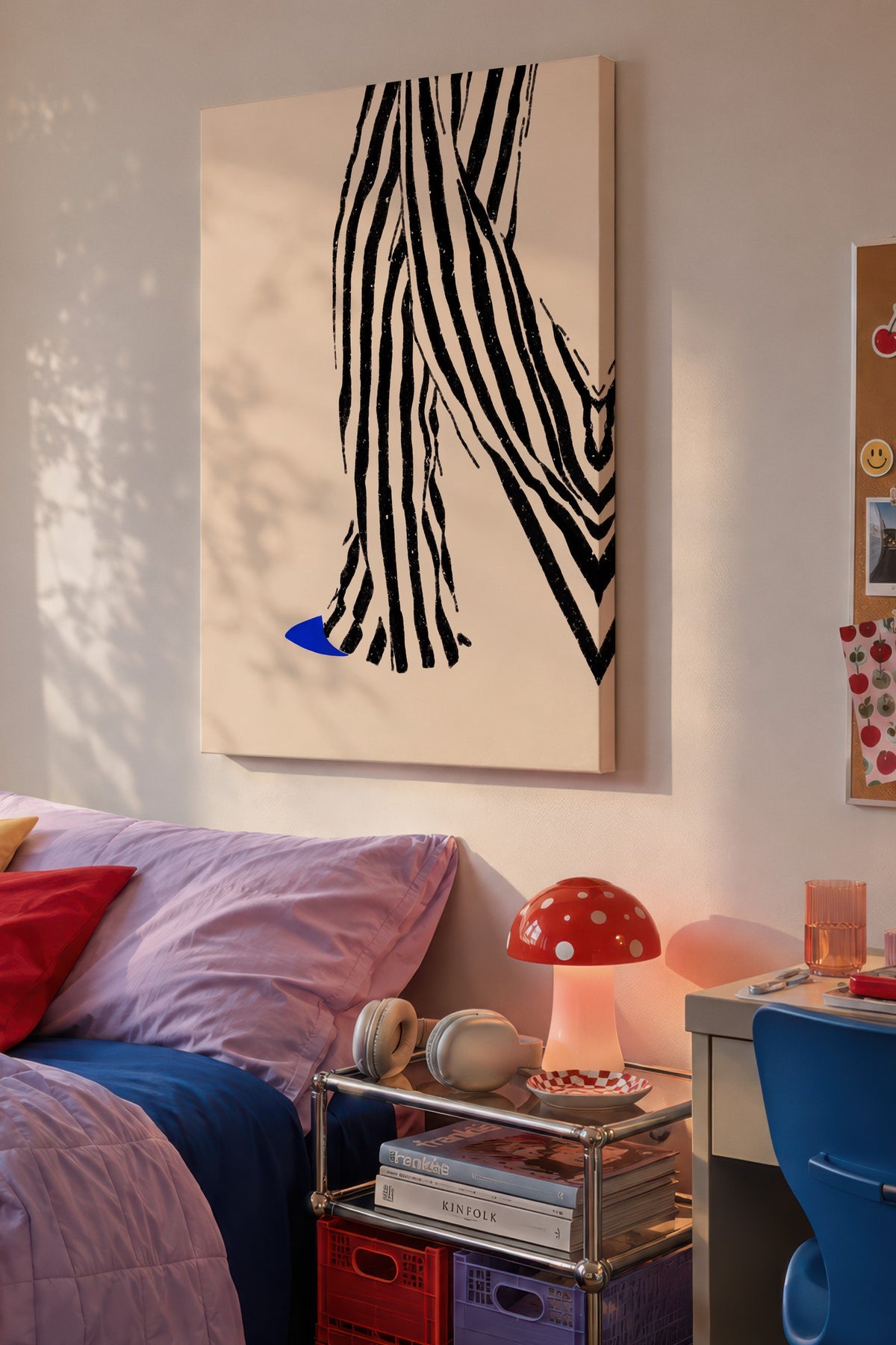 Zebra Desenli Soyut Çizim Kanvas Tablo