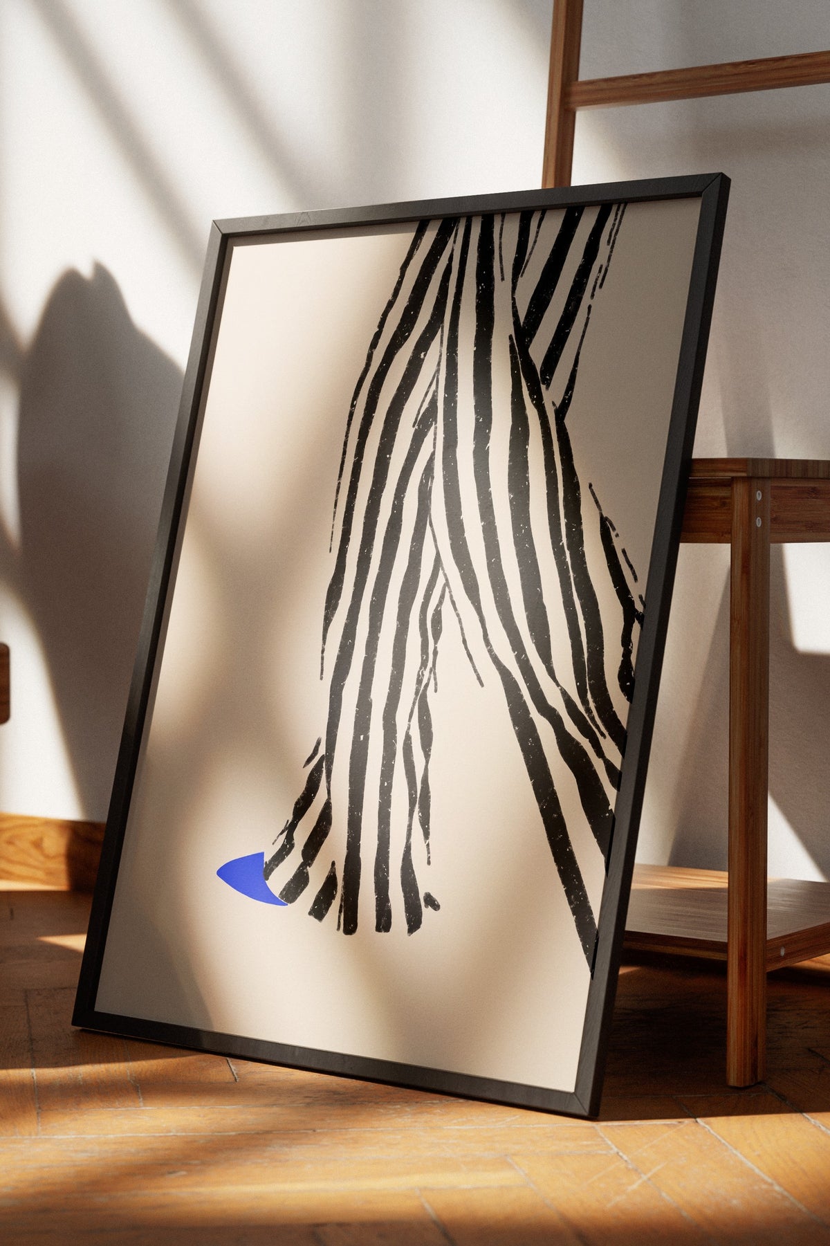 Zebra Desenli Soyut Çizim Poster – Siyah Çerçeveli Tablo