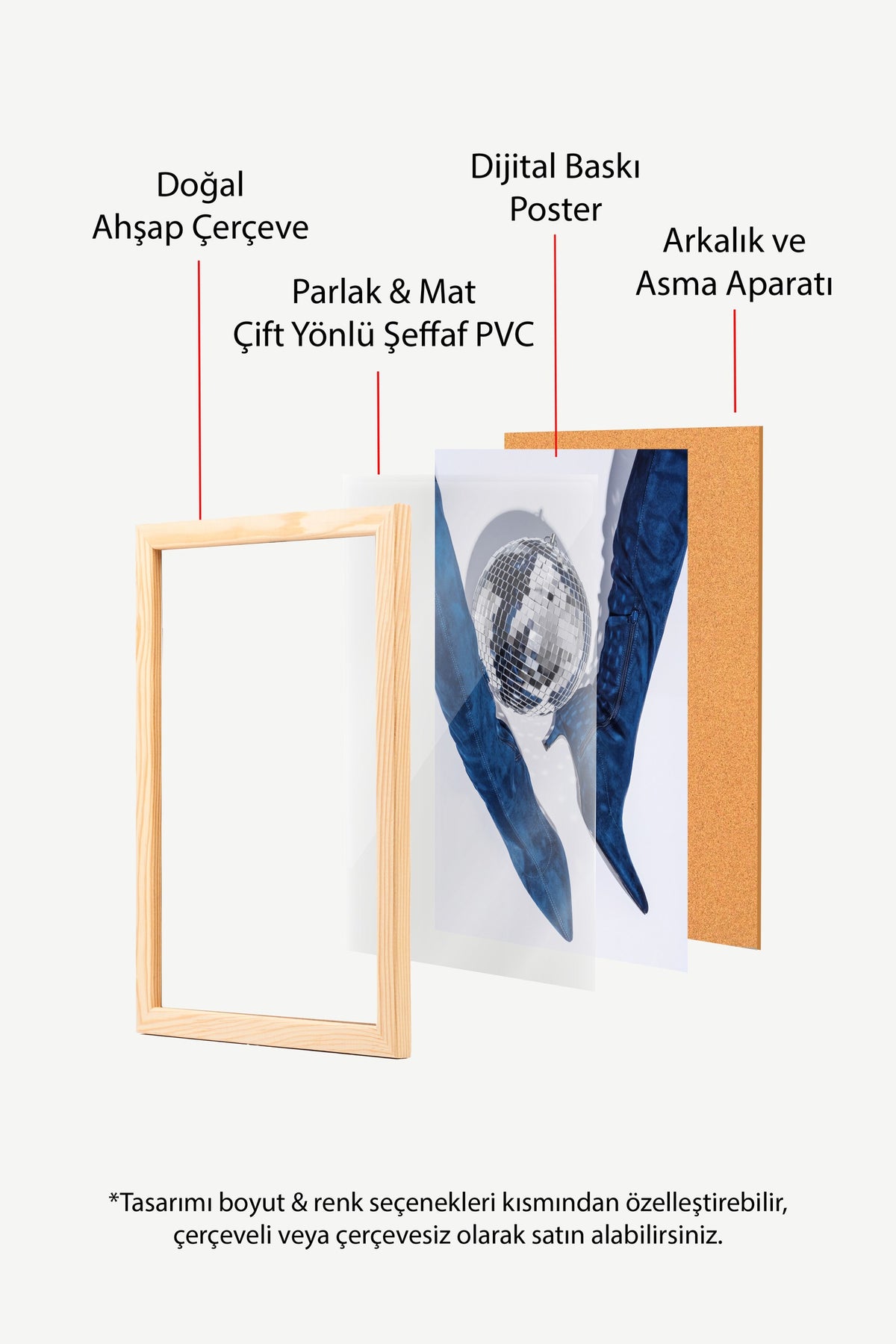 Disko Topu ve Çizme Kompozisyonu Poster – Ahşap Çerçeveli Tablo