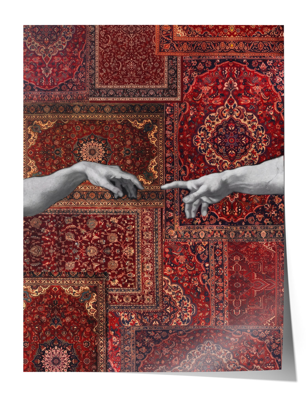 Halı Deseni Üzerinde Tanrı ve Adem Çerçevesiz Poster