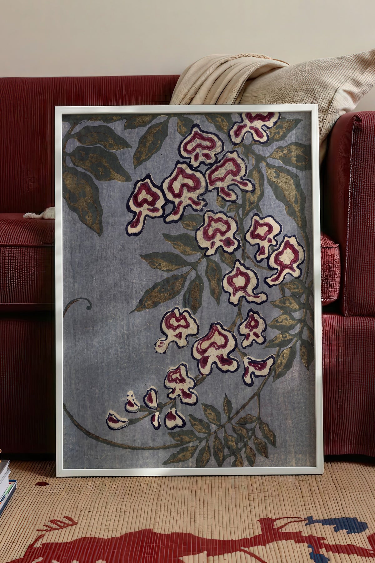 Sarmaşık Desenli Çiçek Poster – Beyaz Çerçeveli Tablo