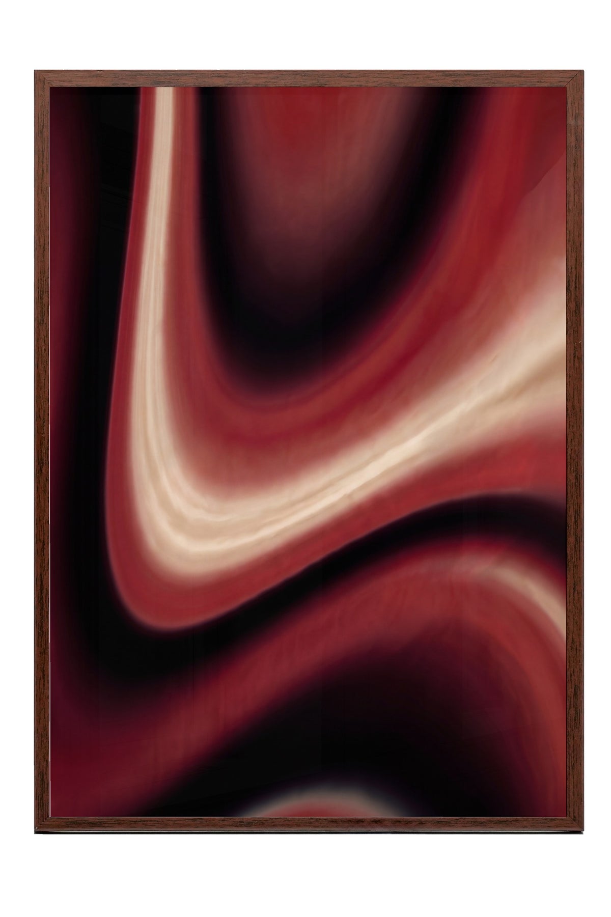 Soyut Dalgalı Formlar Poster – Kahverengi Çerçeveli Tablo