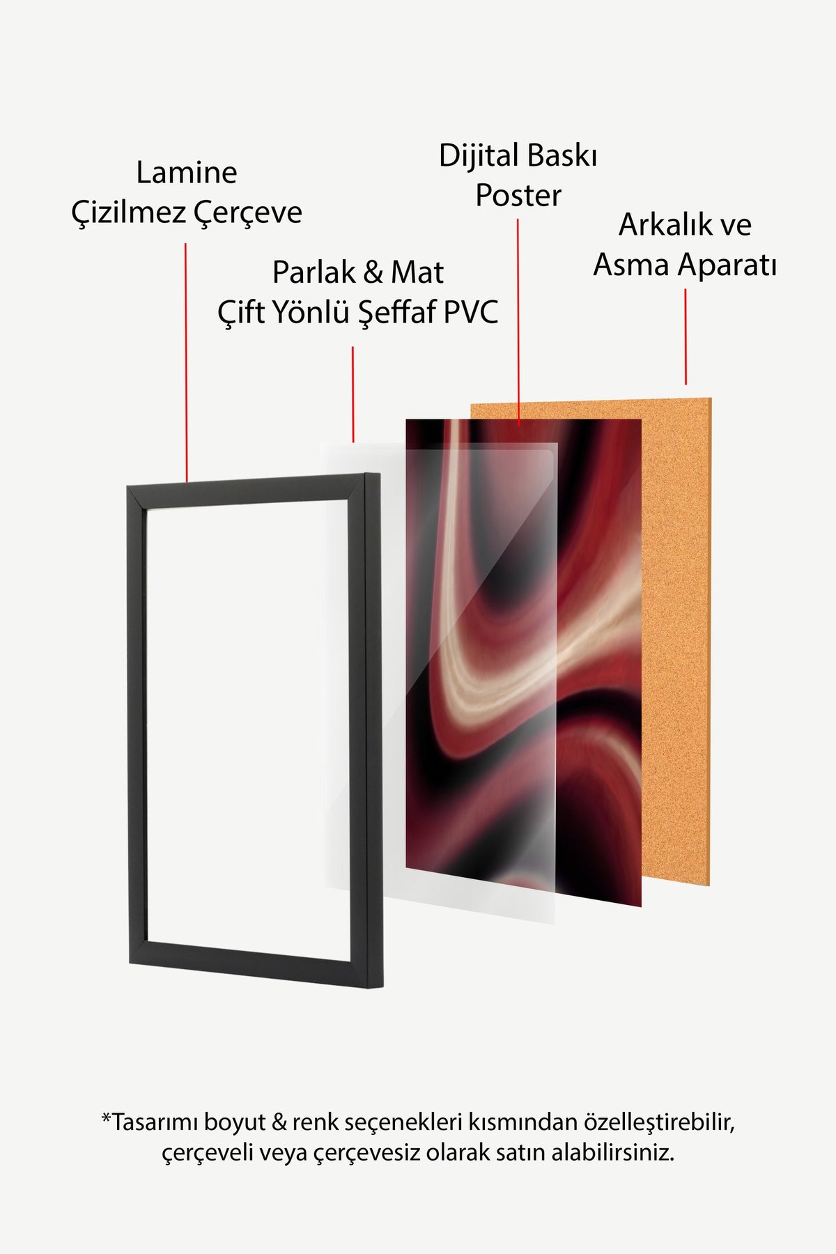 Soyut Dalgalı Formlar Poster – Siyah Çerçeveli Tablo