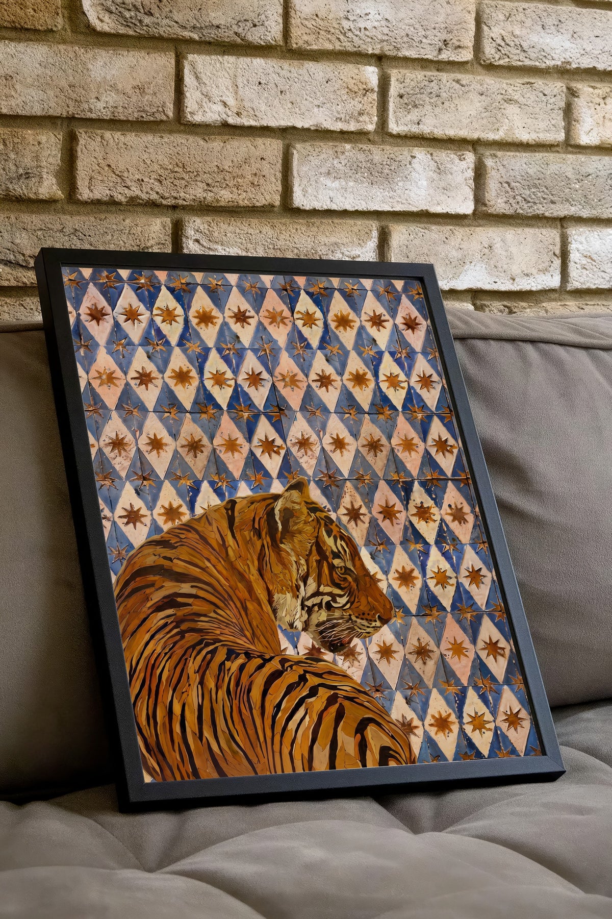 Mozaik Kaplan Deseni Poster – Siyah Çerçeveli Tablo