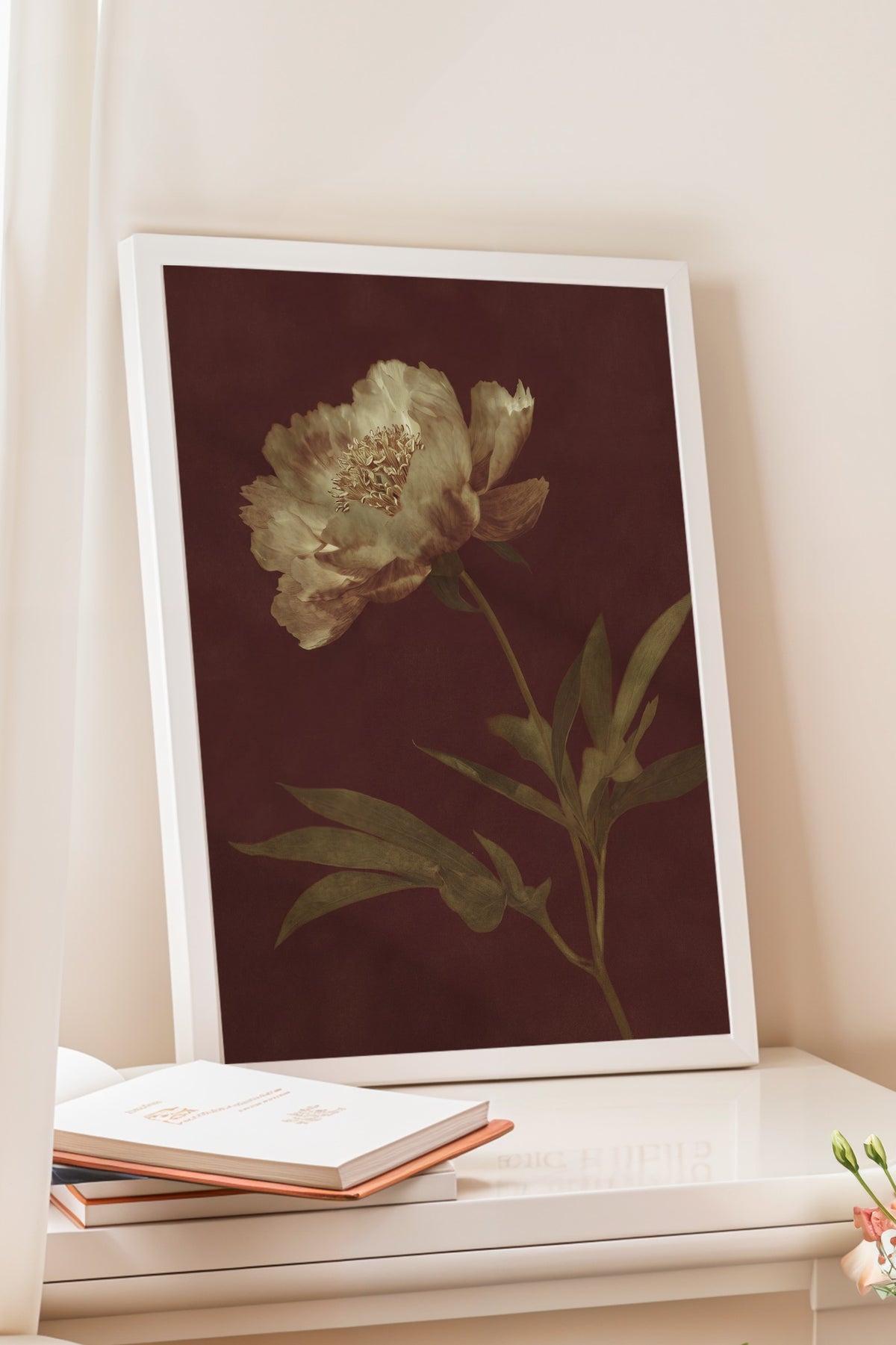 Hazan Renklerinde Çiçek Poster – Beyaz Çerçeveli Tablo