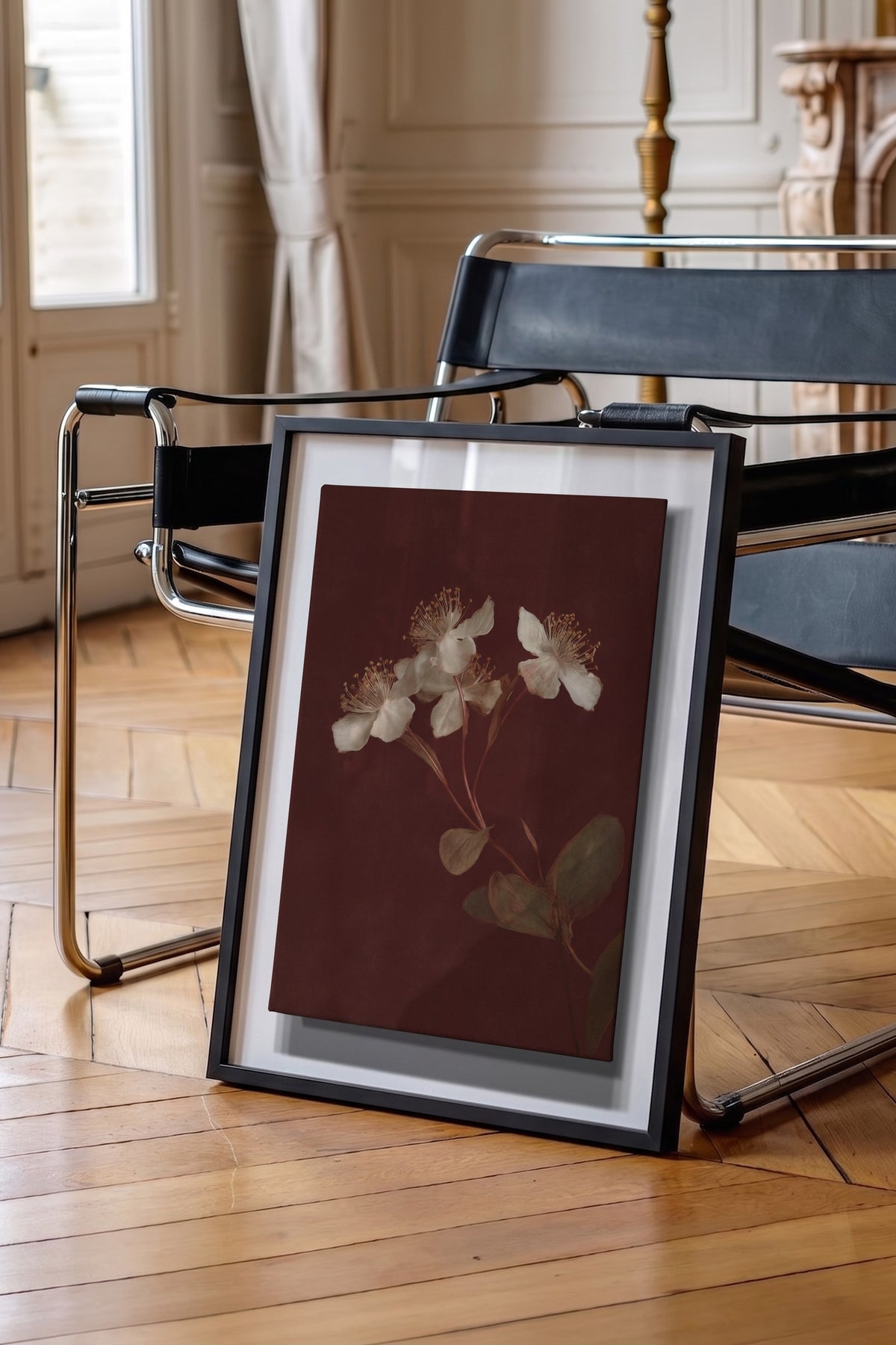 Koyu Fon Üzerinde Çiçekler Poster – Siyah Çerçeveli Tablo