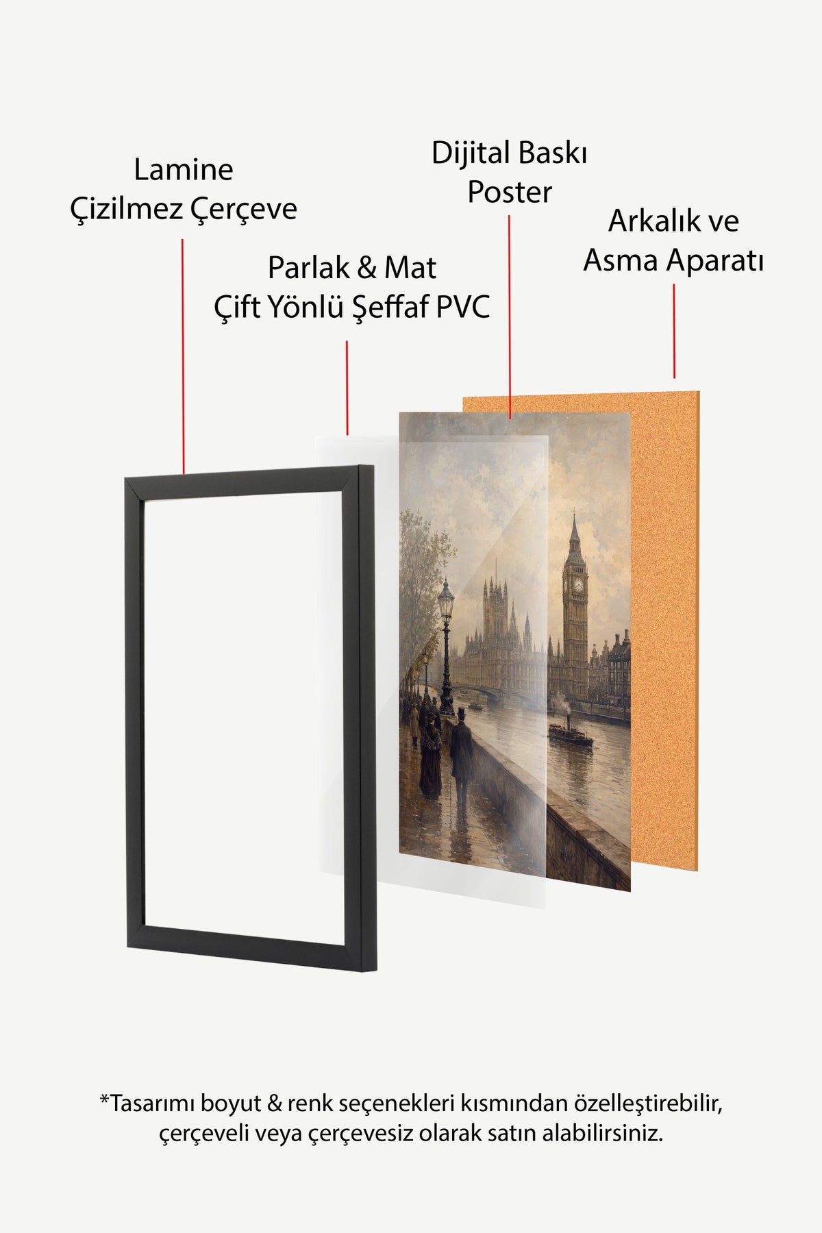 Big Ben ve Parlamento Binası Poster – Siyah Çerçeveli Tablo