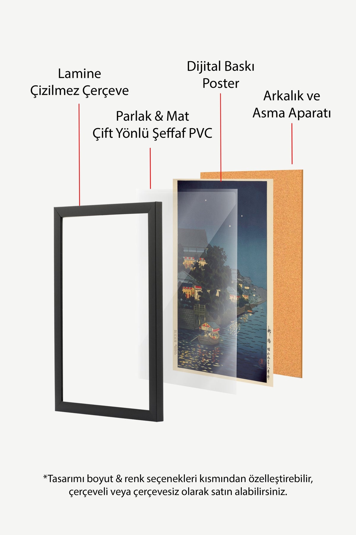 Ay Işığında Kıyı Kasabası Poster – Siyah Çerçeveli Tablo