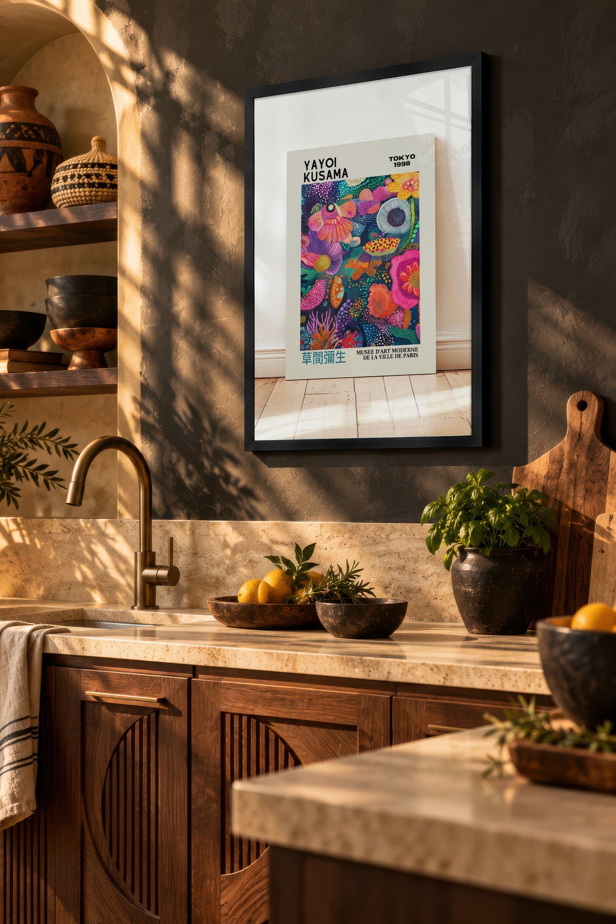 Renkli Çiçek Bahçesi Kompozisyonu Poster – Siyah Çerçeveli Tablo