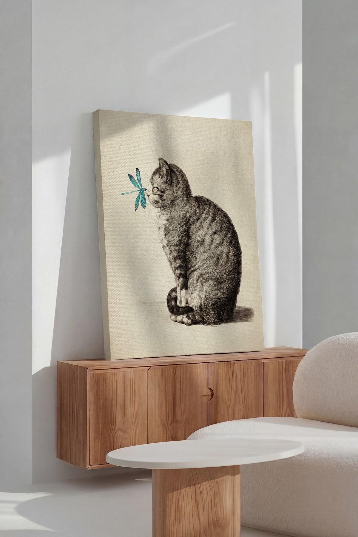 Kedi ve Yusufçuk Kanvas Tablo