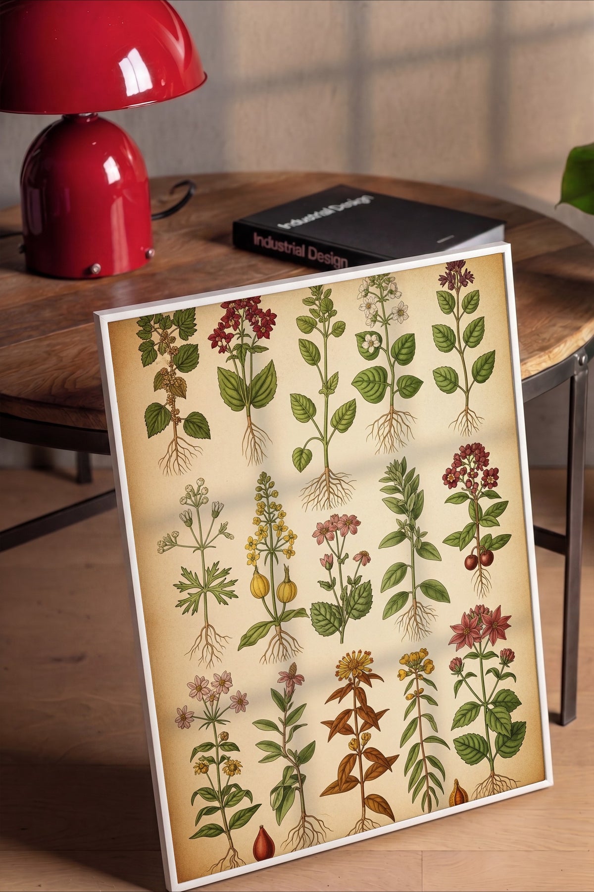Botanik Bitki Koleksiyonu Çizimi Poster – Beyaz Çerçeveli Tablo