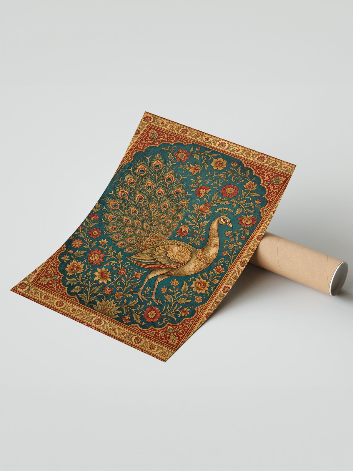 Süslemeli Tavus Kuşu Deseni Çerçevesiz Poster