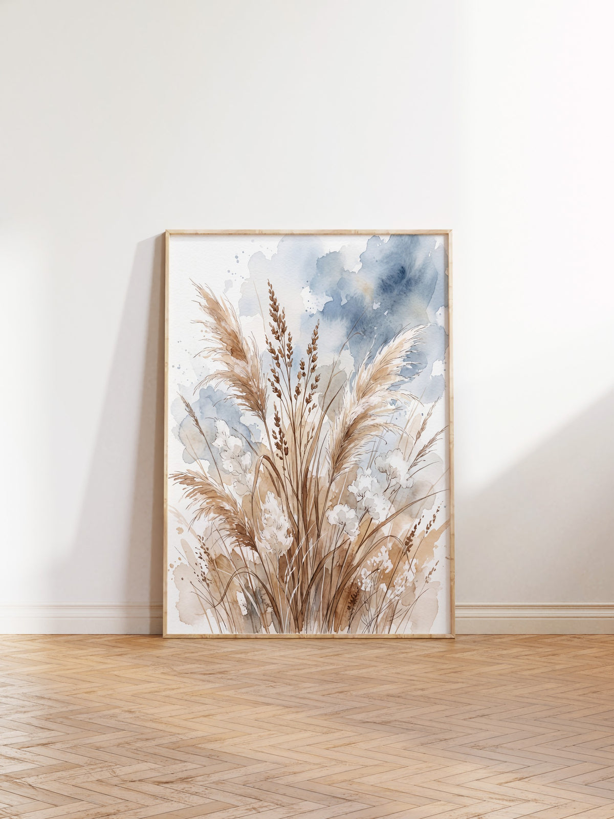 Kuru Otlar ve Pampas Rüzgarı Poster – Ahşap Çerçeveli Tablo
