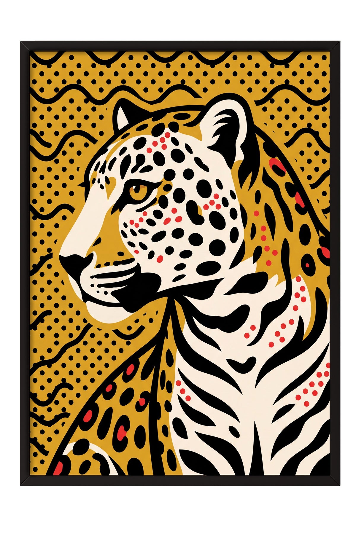 Benekli Leopar Portresi Poster – Siyah Çerçeveli Tablo