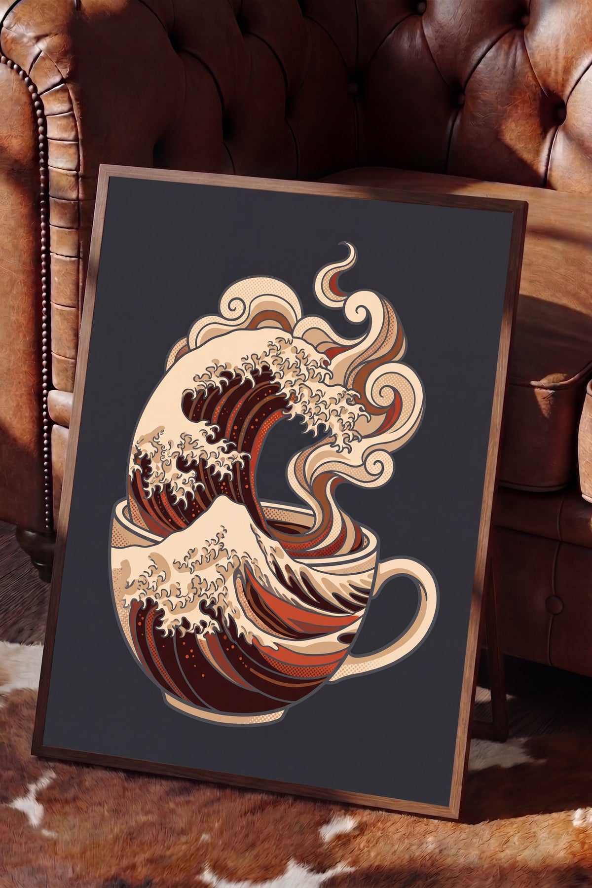 Kahve Dalgası Poster – Kahverengi Çerçeveli Tablo