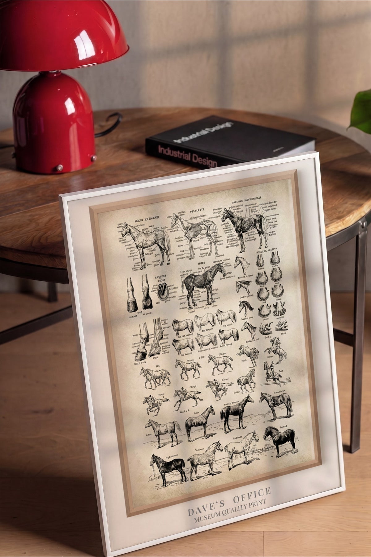 At Anatomisi Bilimsel Çizim Serisi Poster – Beyaz Çerçeveli Tablo