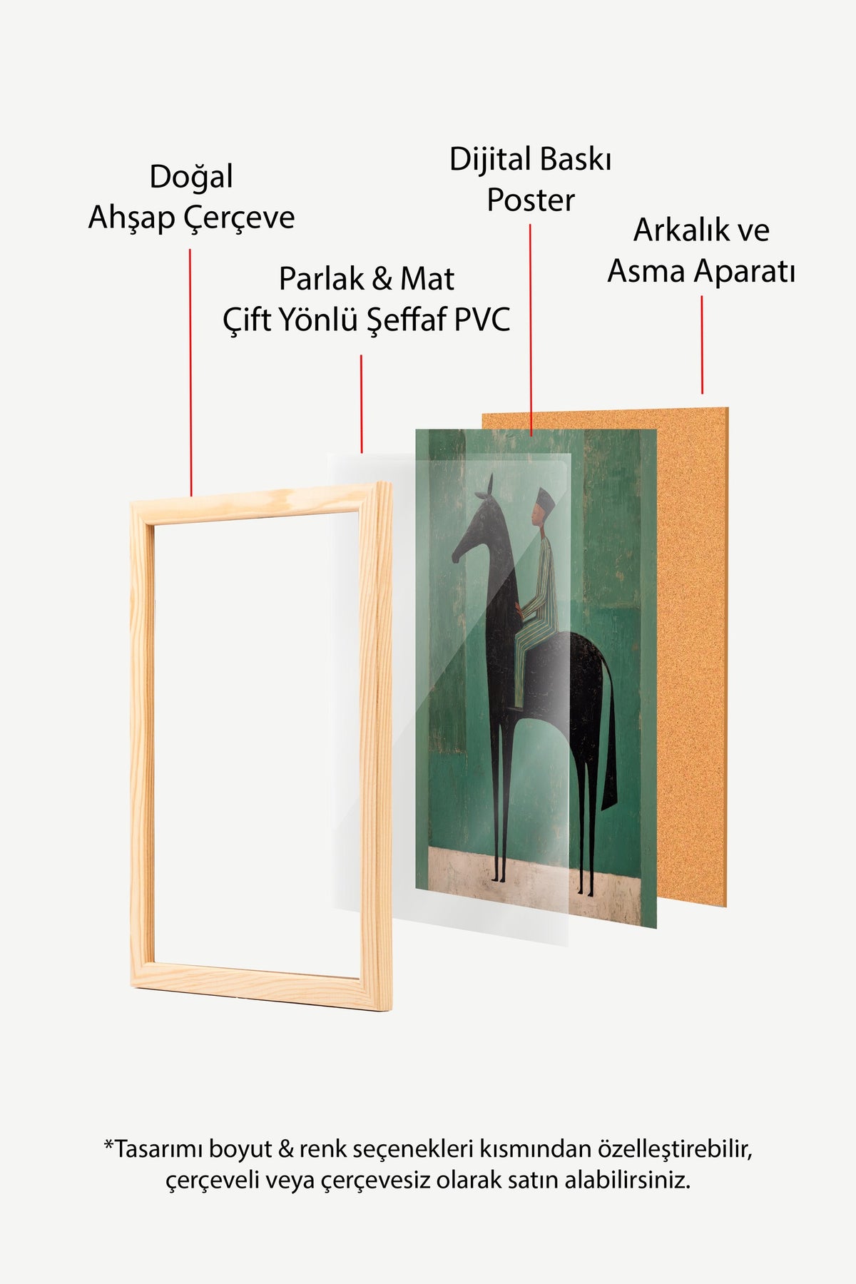 Yeşil Diyarda Atlı Figür Poster – Ahşap Çerçeveli Tablo