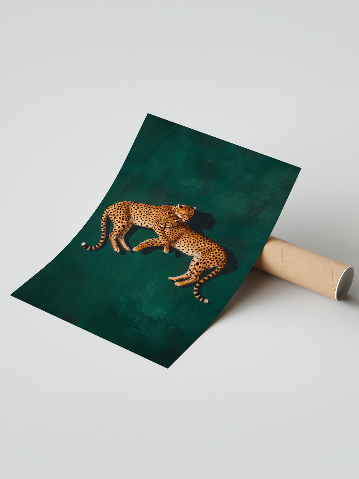 Zümrüt Yeşili Zeminde Çita Çifti Çerçevesiz Poster
